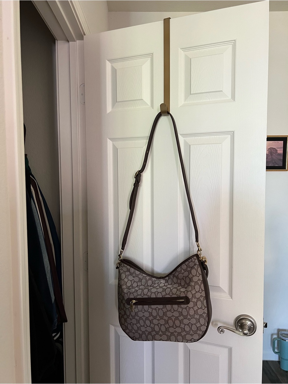 Coach Signature Hobo Bag in Brown and Beige - Picture 3 of 7